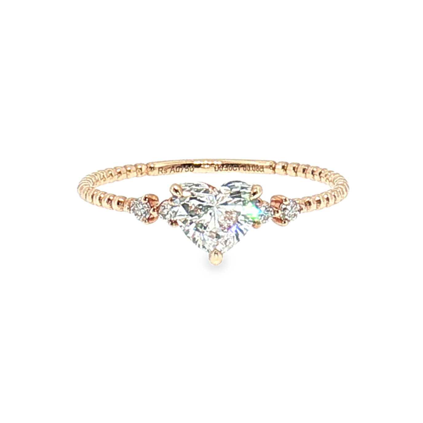 LGT1231 - [Seulement le sertissage] Bague de fiançailles délicate en forme de cœur avec perles et diamant