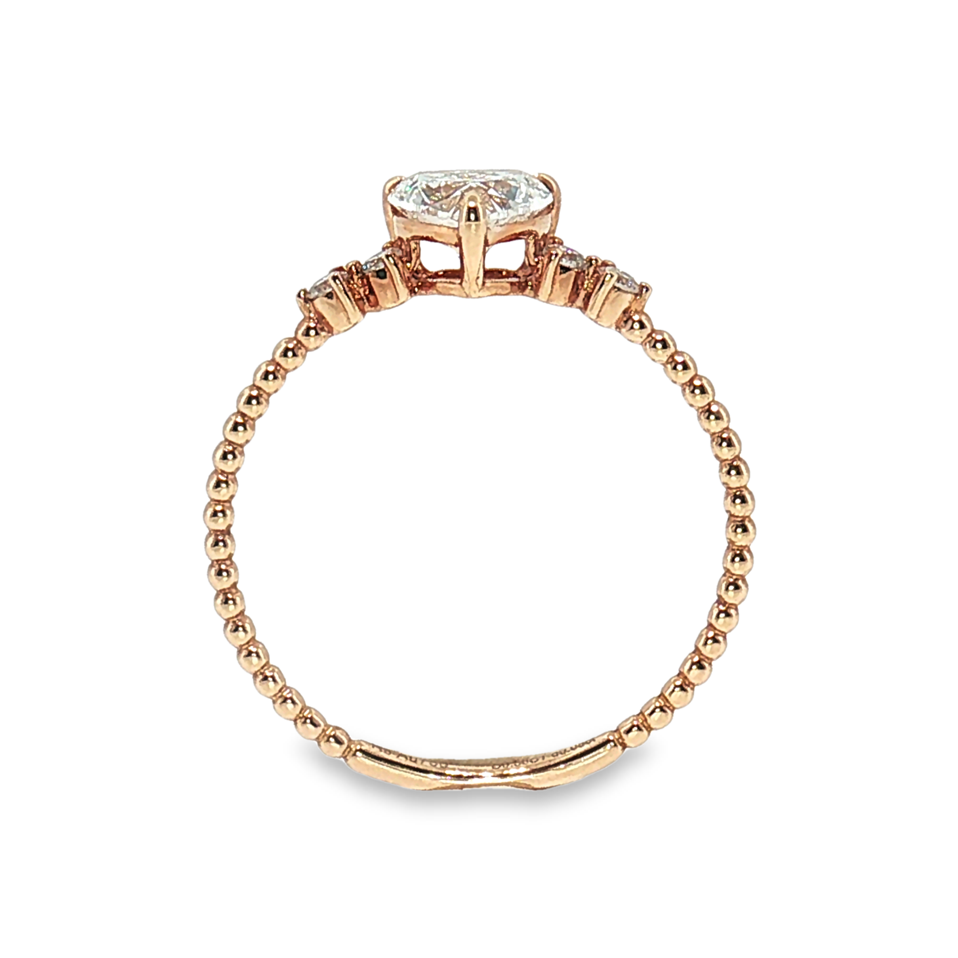 LGT1231 - [Seulement le sertissage] Bague de fiançailles délicate en forme de cœur avec perles et diamant