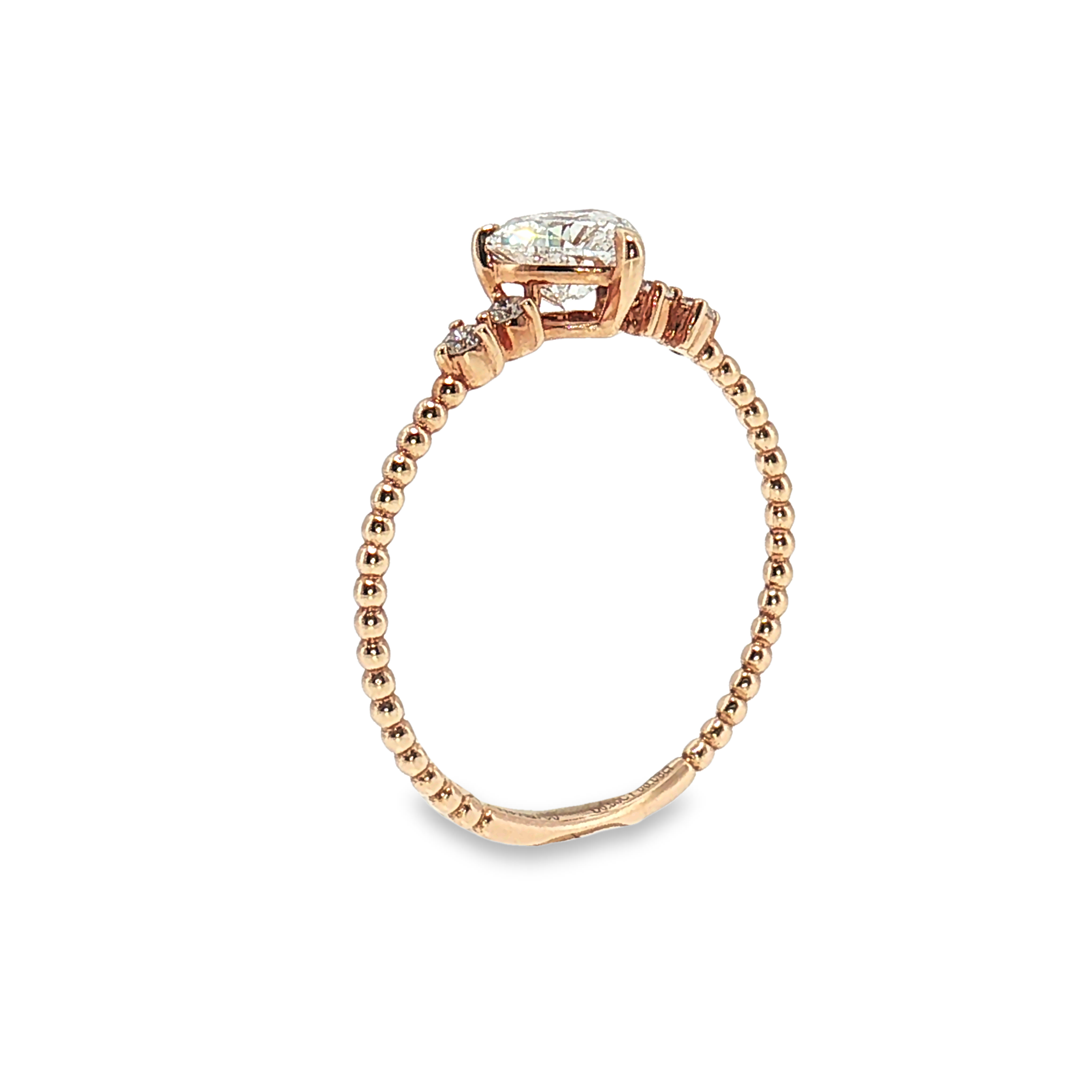 LGT1231 - [Seulement le sertissage] Bague de fiançailles délicate en forme de cœur avec perles et diamant