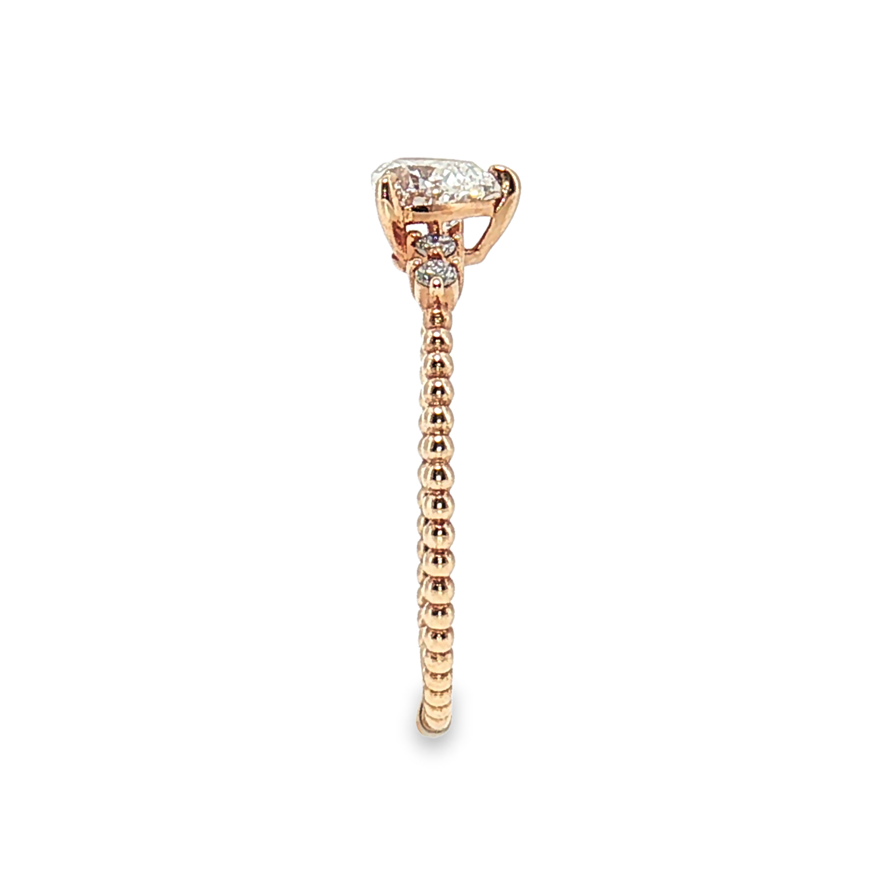 LGT1231 - [Seulement le sertissage] Bague de fiançailles délicate en forme de cœur avec perles et diamant