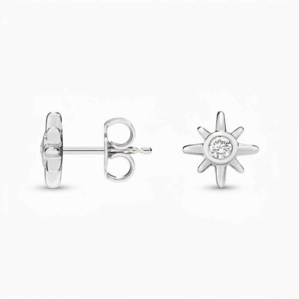 LE615 - Sol Starburst Round Diamond Stud Earrings (1/10 ct. tw.)