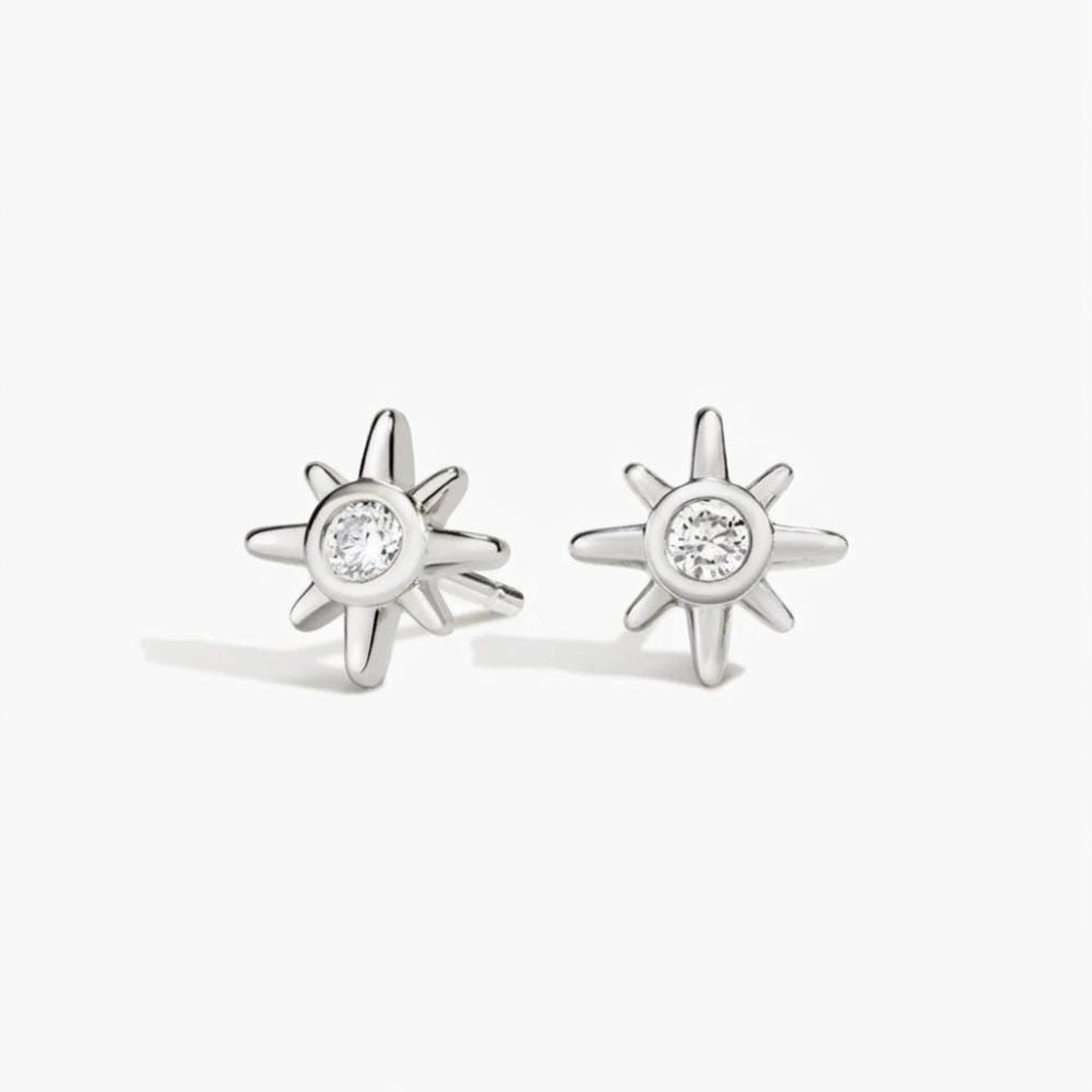 LE615 - Sol Starburst Round Diamond Stud Earrings (1/10 ct. tw.)