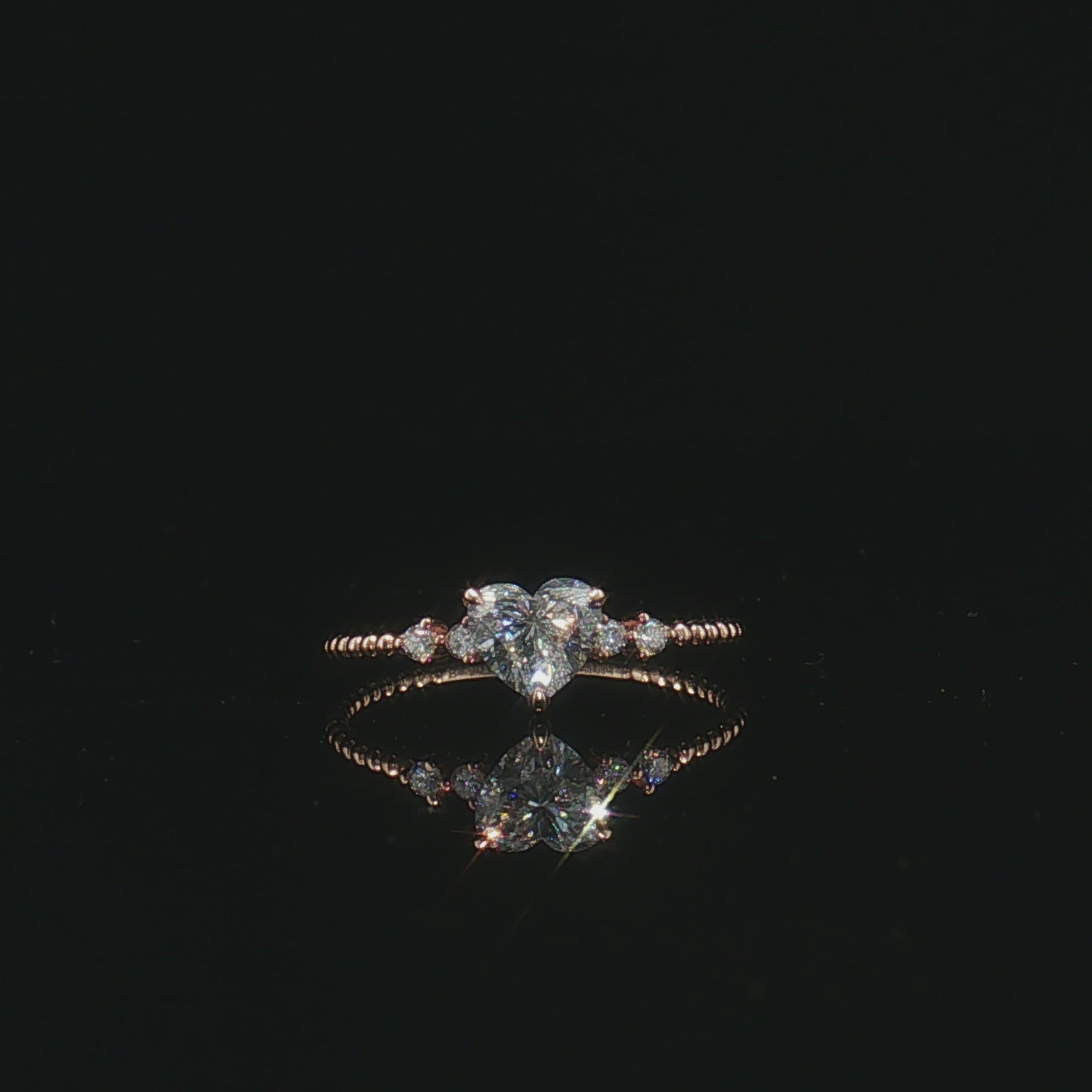 LGT1231 - [Seulement le sertissage] Bague de fiançailles délicate en forme de cœur avec perles et diamant