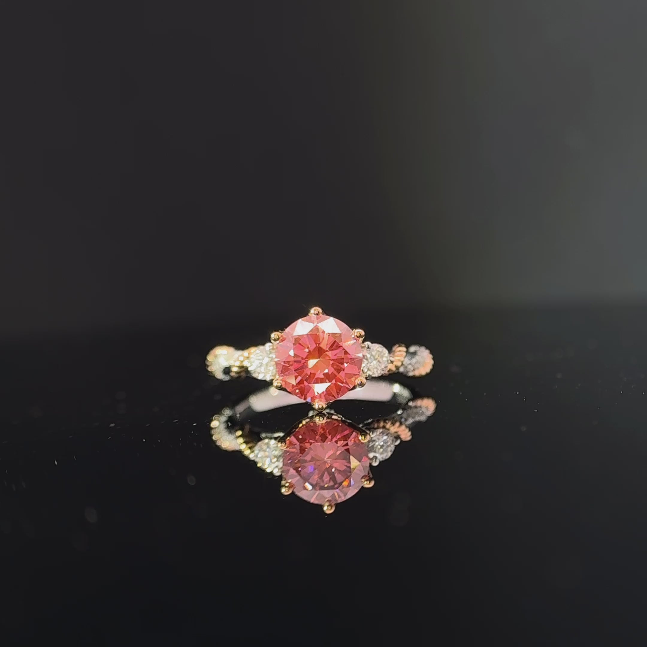 LGV1108 - [Setting Only] Twisted Shank Three Stone Round Engagement Ring