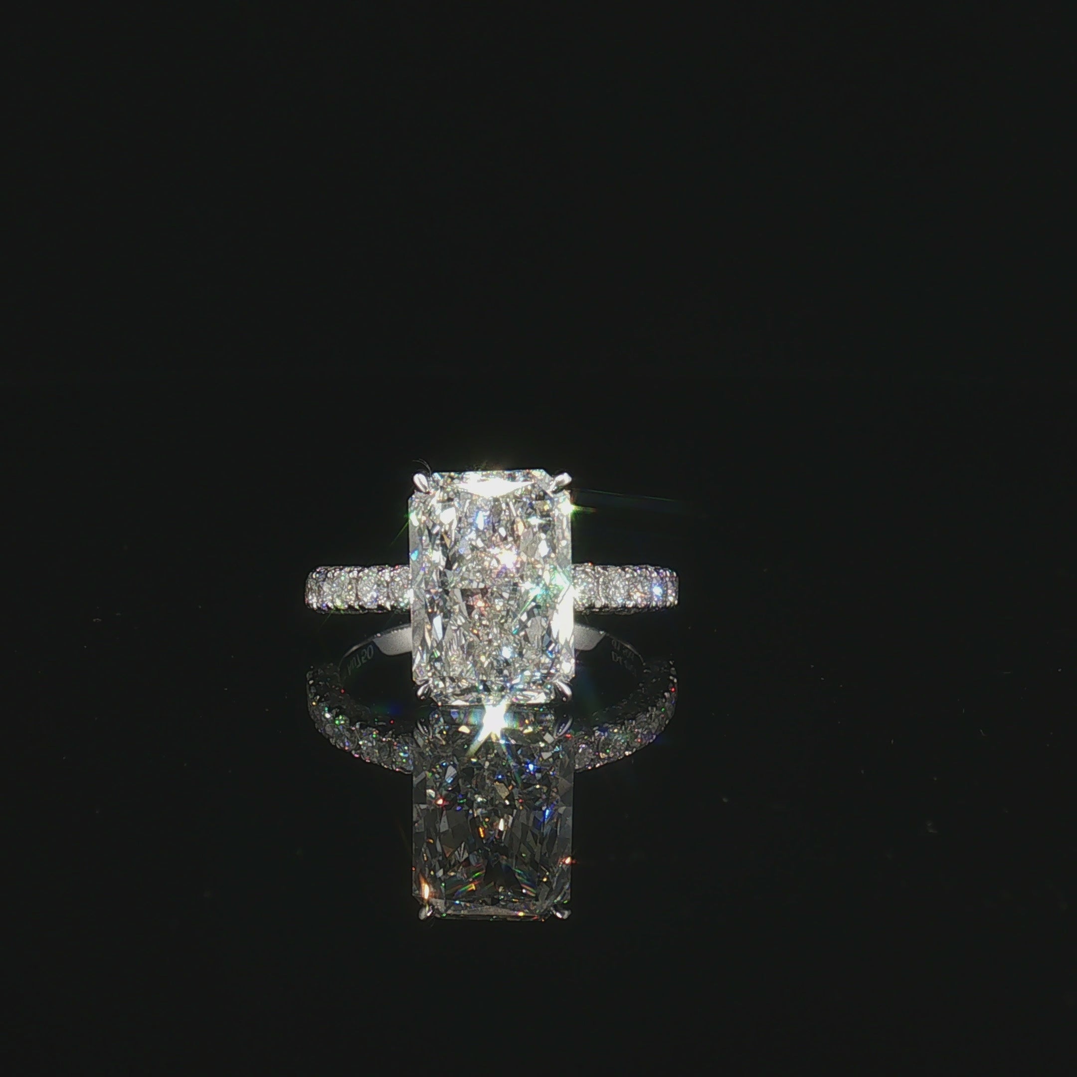 LGV0535 - [Setting Only] Radiant Cut Pave Side Stone Engagement Ring