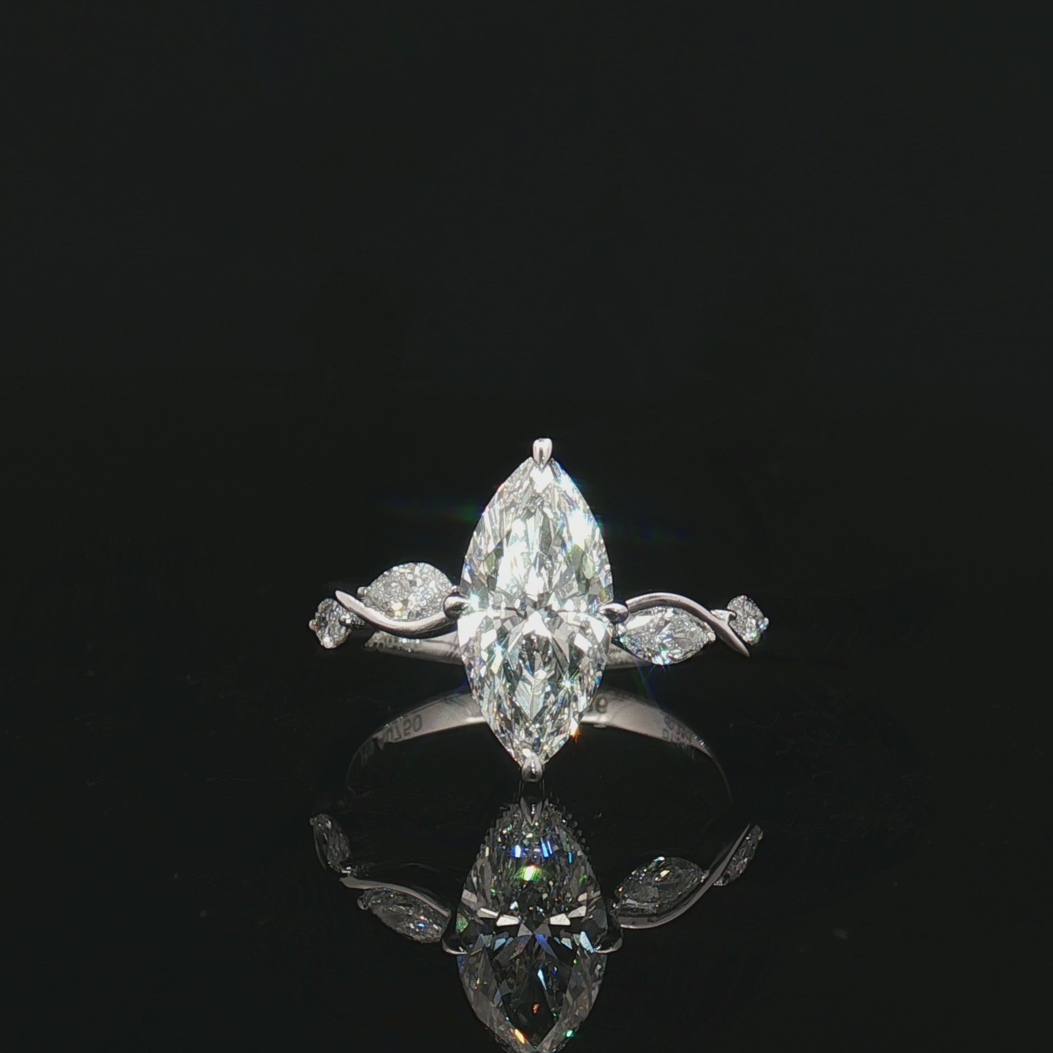 LGT1116 -[Setting Only]Marquise and Pear Three-Stone Engagement Ring with Diamond Accents