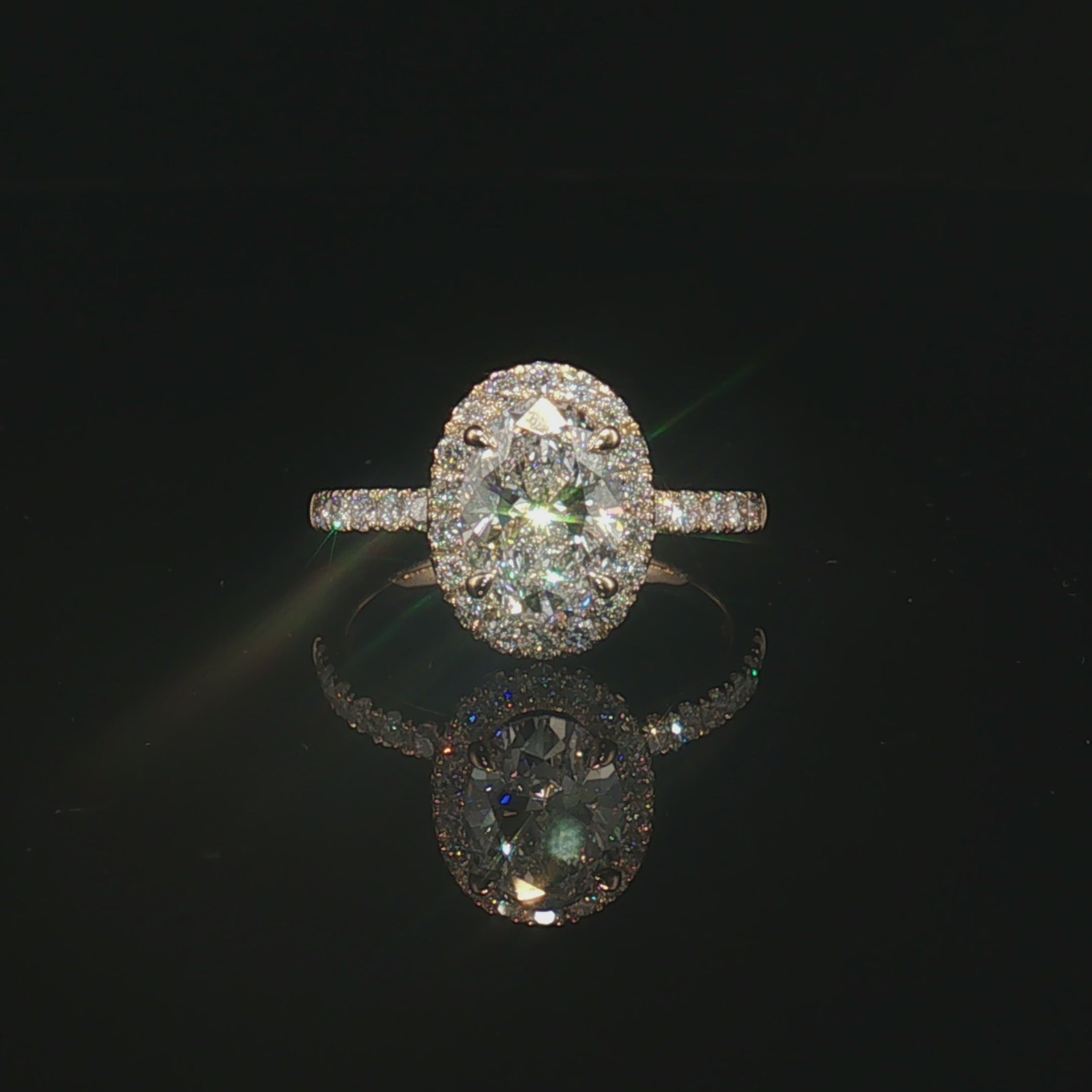 LGR021 - [Setting Only] Oval Cut Halo Engagement Ring with Side Stones
