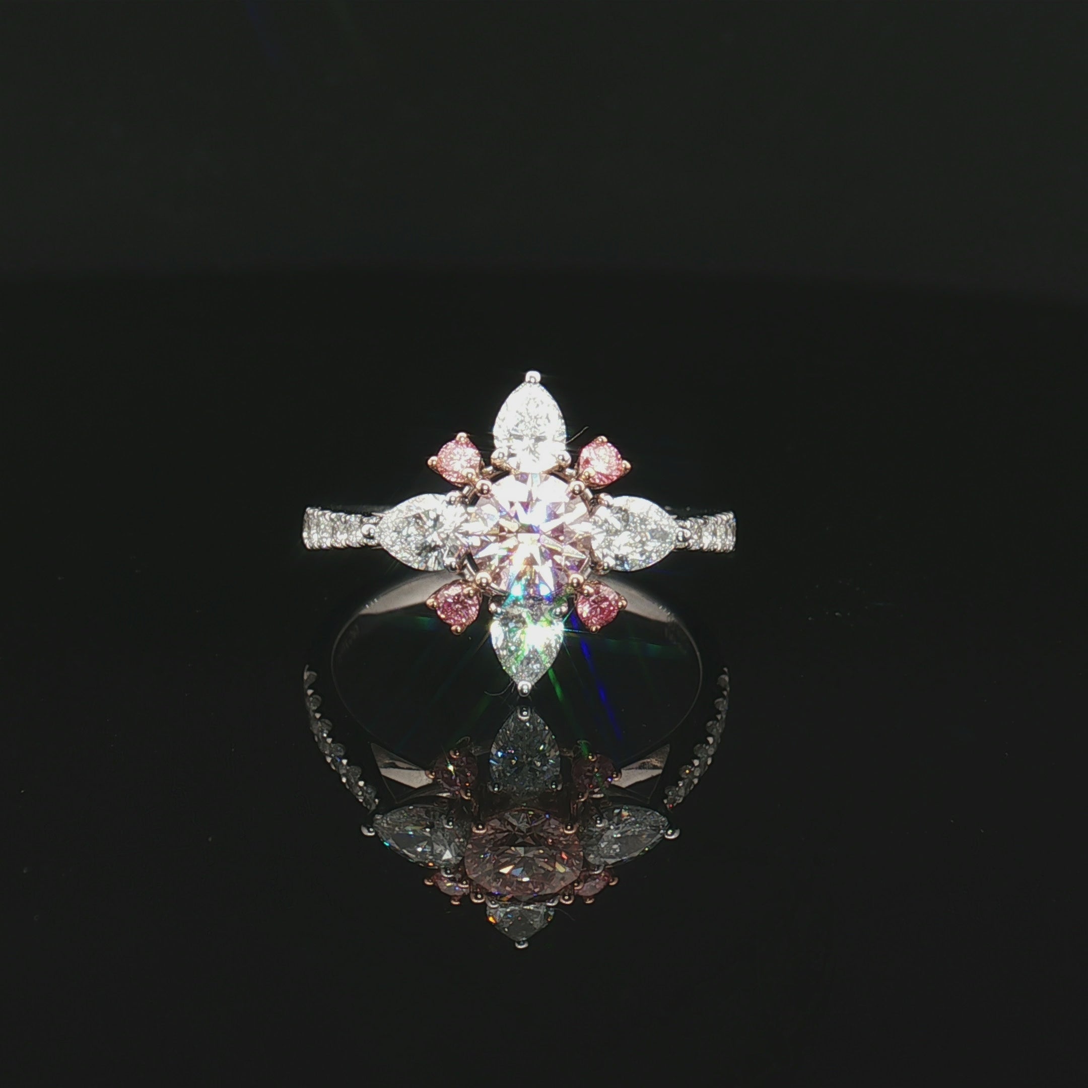 LGV412 - [Nur戒托] Verlobungsring mit Blossom-Motiv und Seitenstein-Diamant