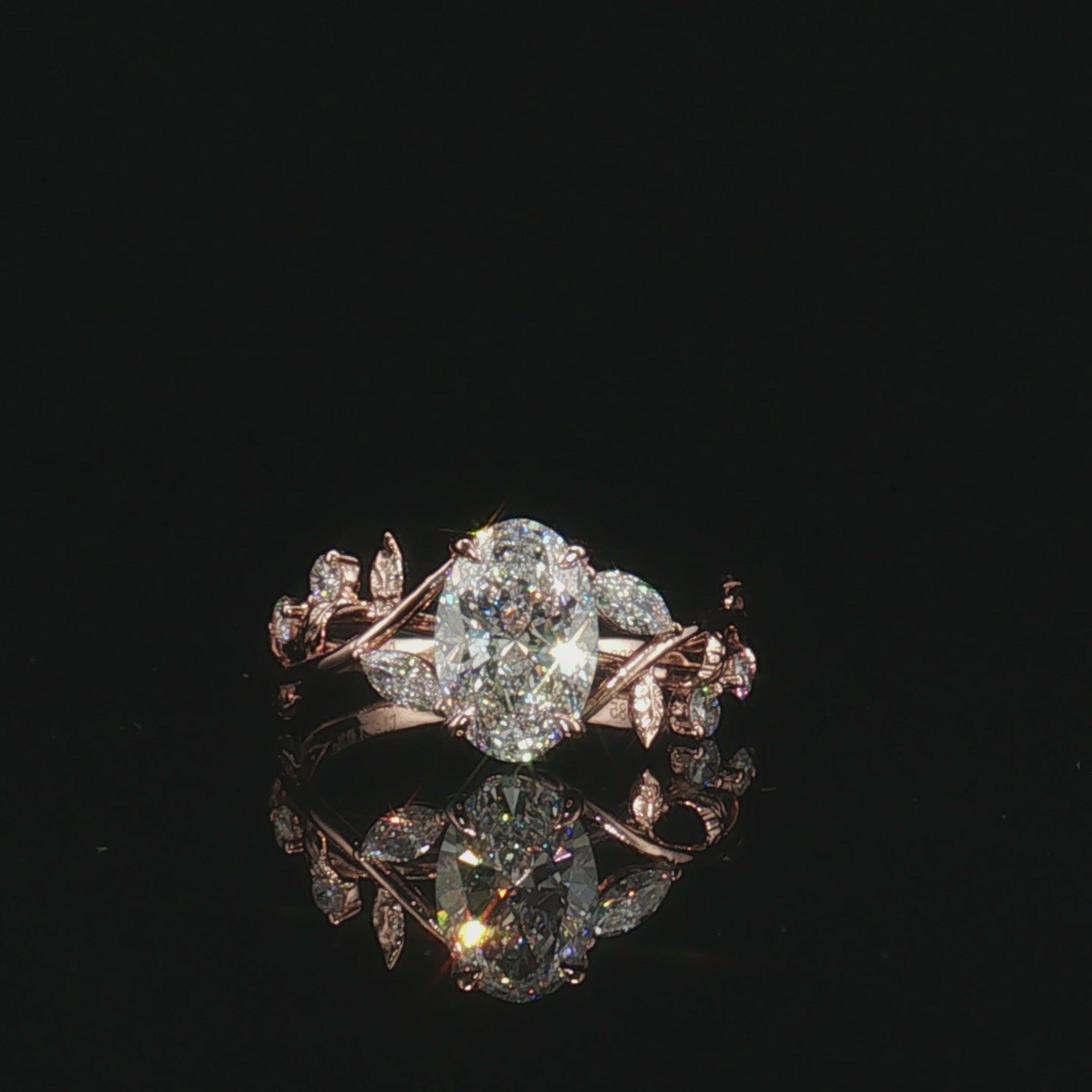 LGV0832 - [Monture seule] Bague de fiançailles florale ovale marquise en vrille