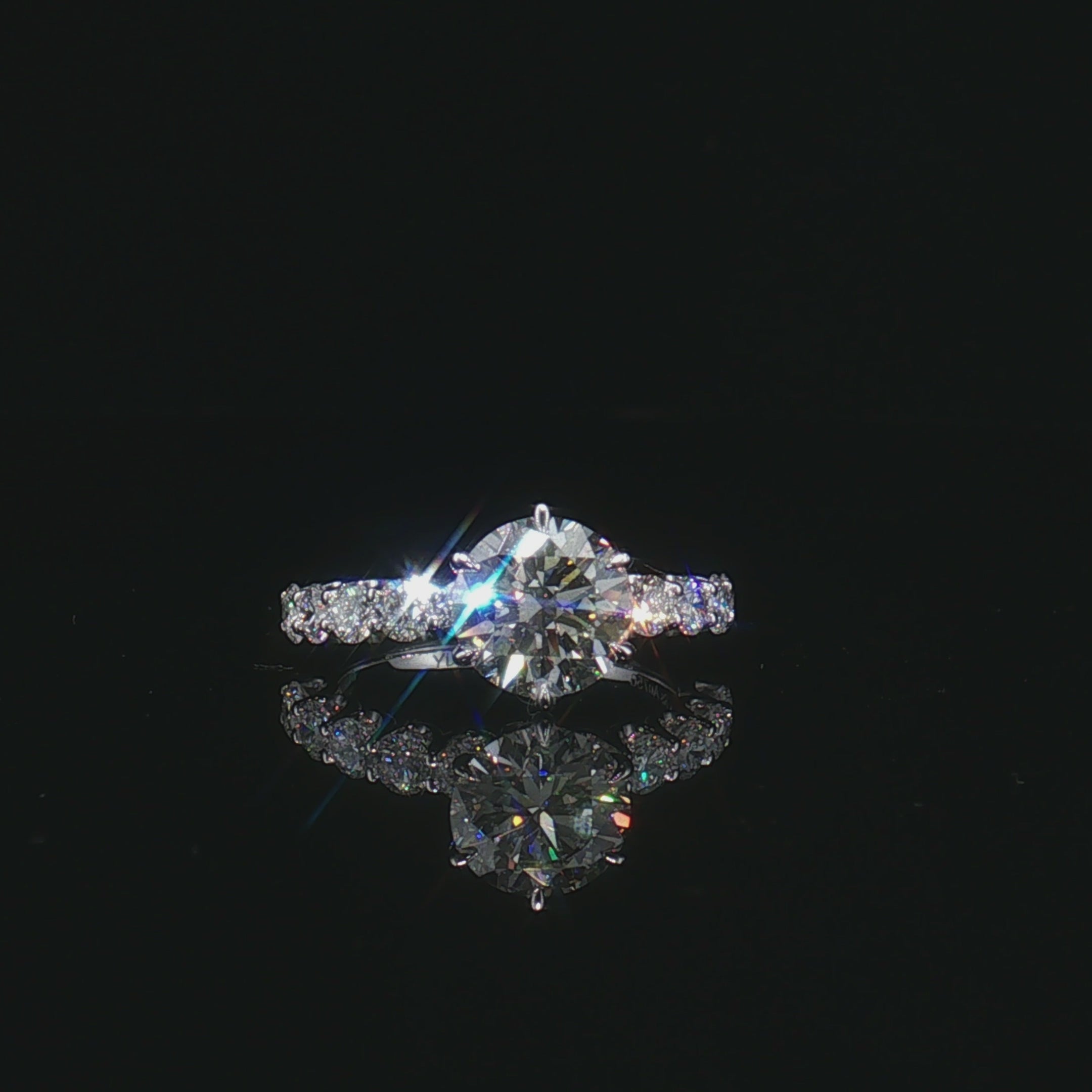 LGT0906 - [Setting Only] Six-Prong Diamond Sidestone Engagement Ring