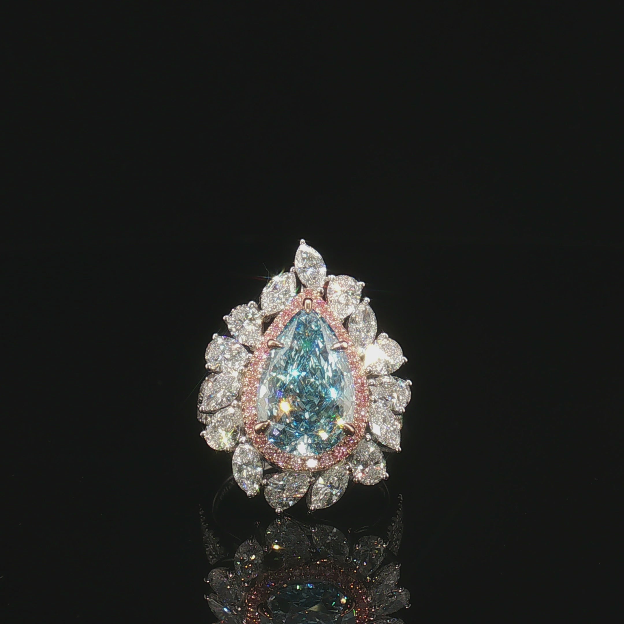 LGV0414 - Setting Only Pear Cut Floral Halo Engagement Ring