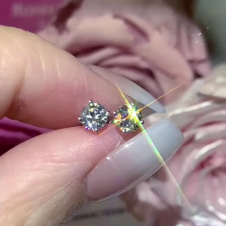 LE3 - [Hanya Batu Cincin] Anting Berlian Stud Empat Cakar