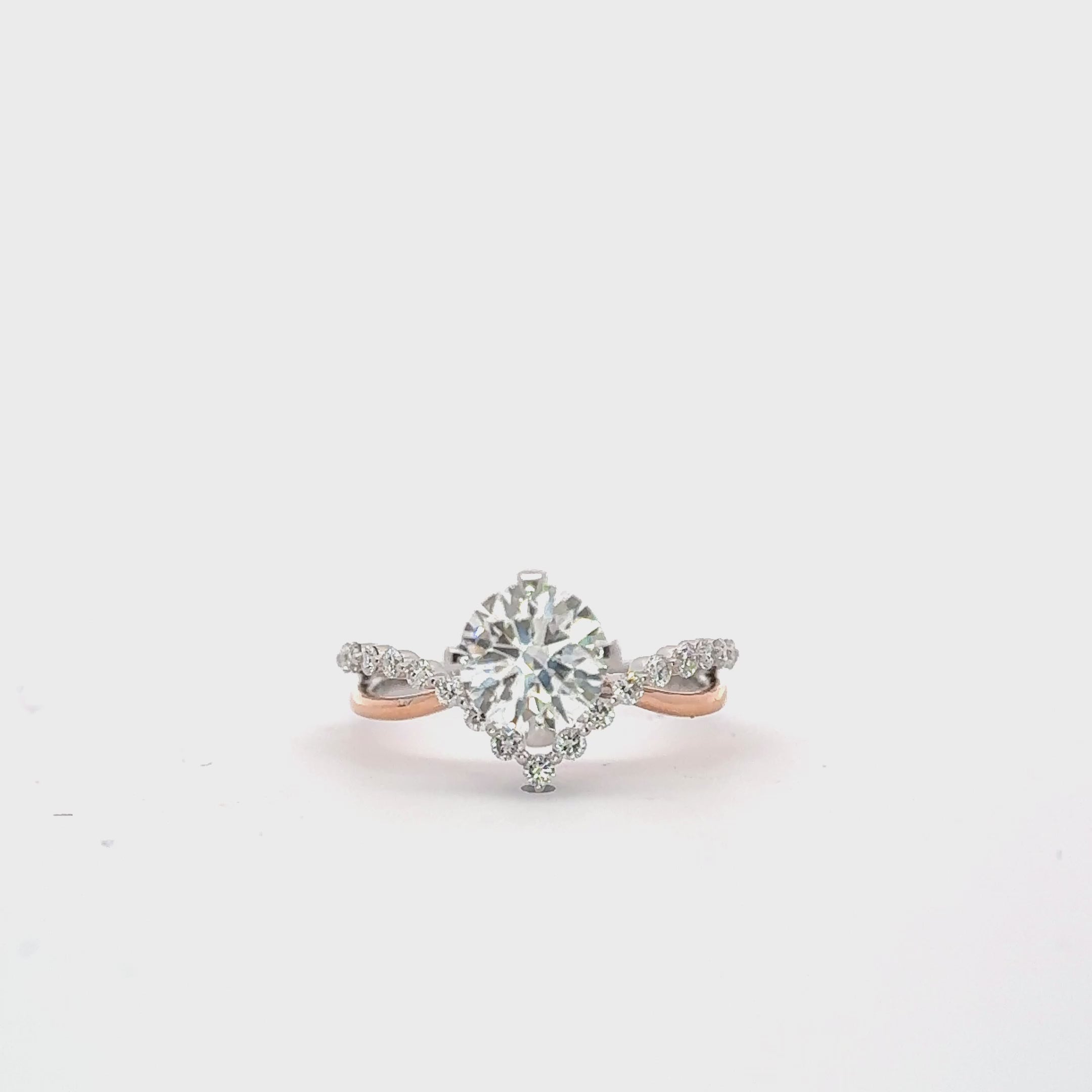 Two Tone V shape Side Stone Diamond Engagement Ring [Setting Only] - LGR042