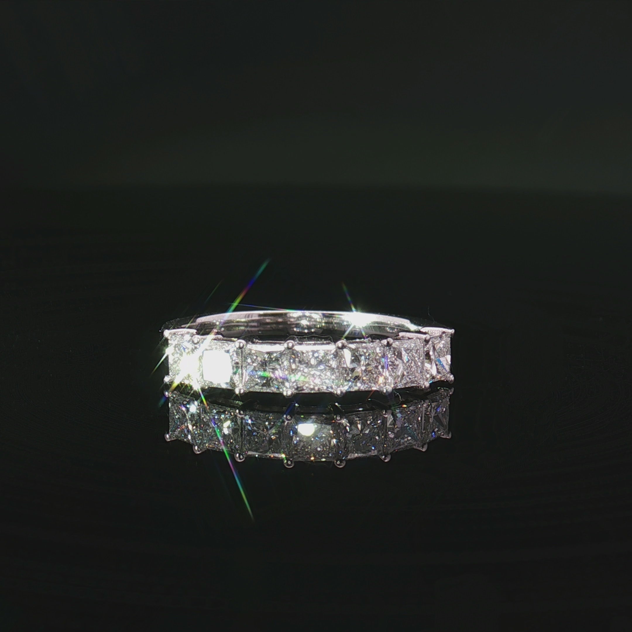 LGR112 - 1.03CTW 公主方七石钻石结婚戒指戒托