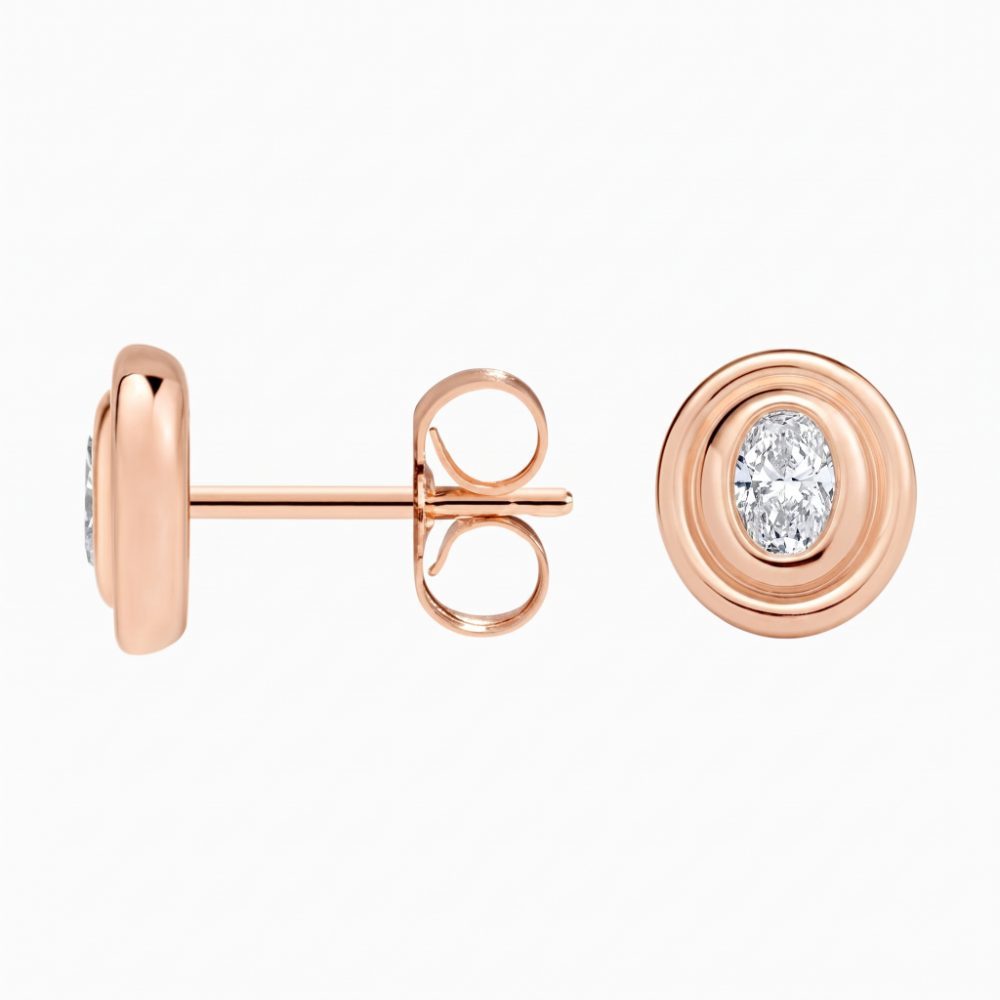LE2689 - Vera Oval Lab Diamond Bezel Stud Earrings 0.30 CTW