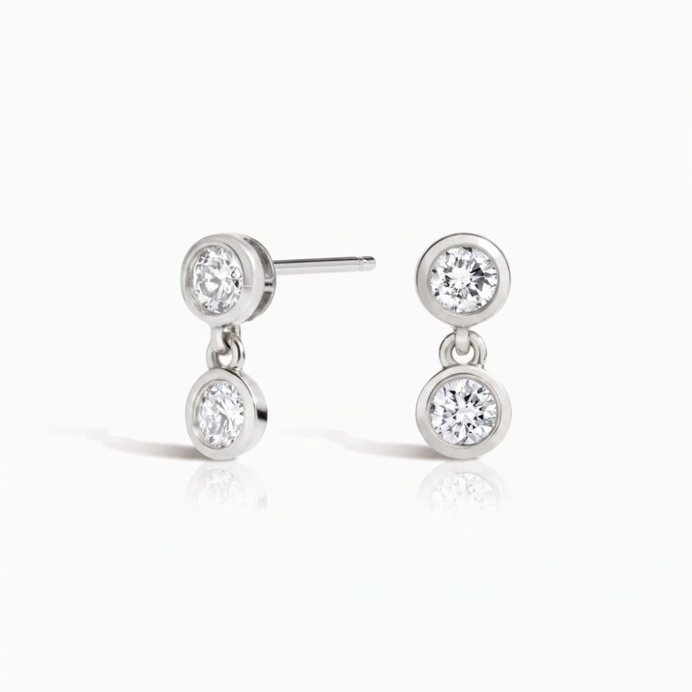LE738 - Dua Round Lab Diamond Bezel Drop Earrings 0.4CTW