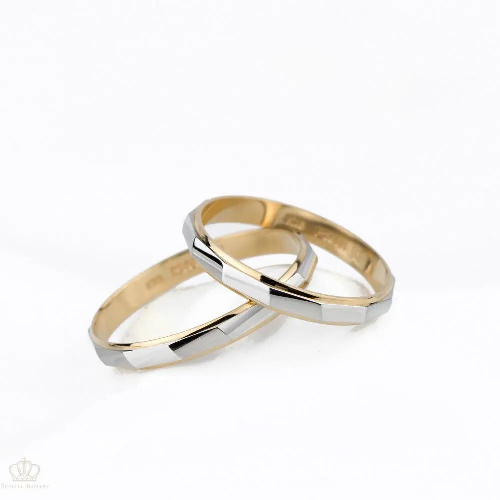 Two Tone Gold Unique Couple Wedding Ring Set - WM26 CHARLISA™