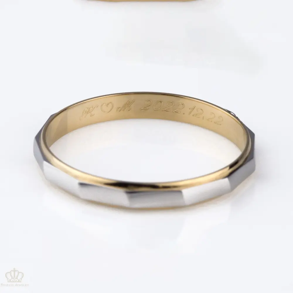 Two Tone Gold Unique Couple Wedding Ring Set - WM26 CHARLISA™