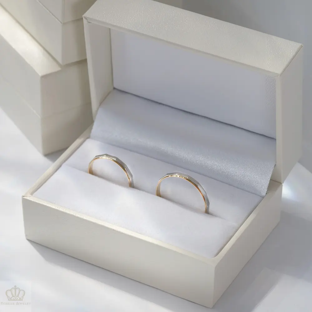 Two Tone Gold Unique Couple Wedding Ring Set - WM26 CHARLISA™