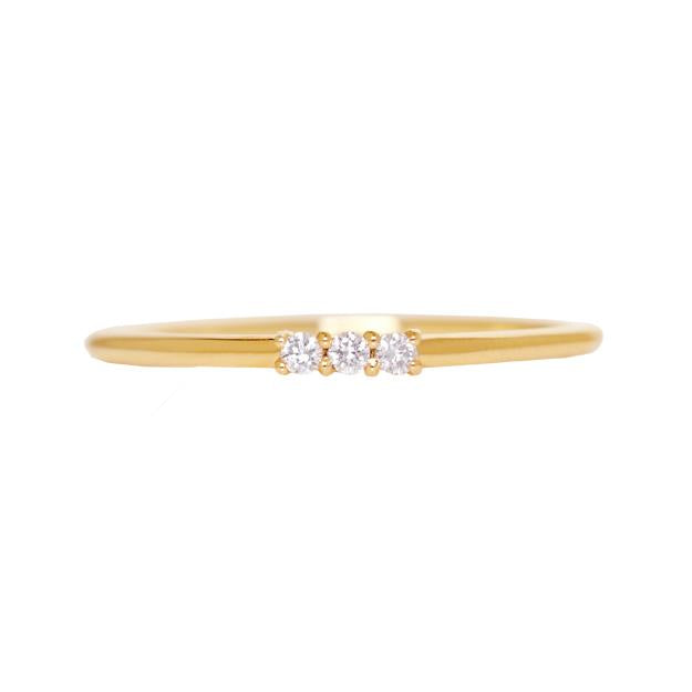 18K Light Luxury Three Stone Diamond Ring - LR12 - Roselle Jewelry