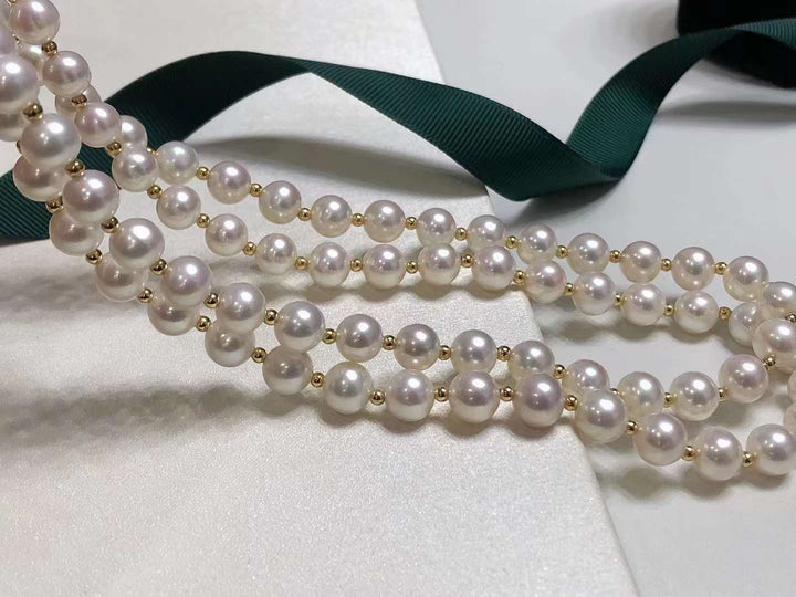 18K Gold Freshwater Pearls Necklaces - TS018 - Roselle Jewelry