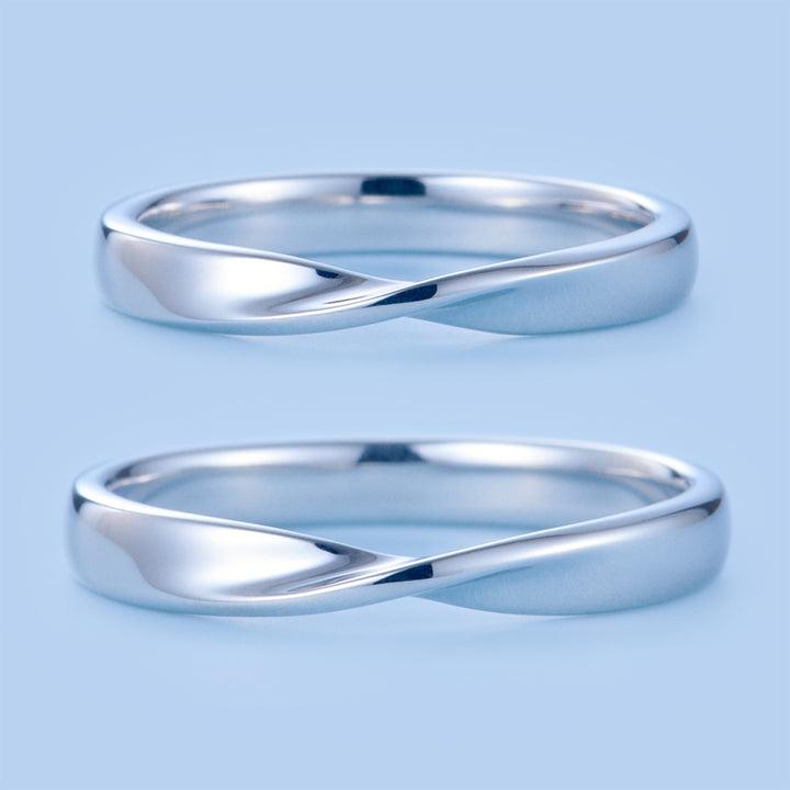 Japanese Style Unique Couple Diamond Wedding Ring Set - WM14 - Roselle Jewelry