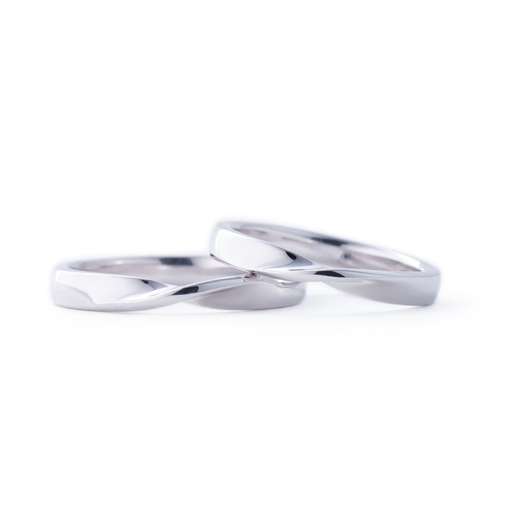 Japanese Style Unique Couple Diamond Wedding Ring Set - WM14 - Roselle Jewelry