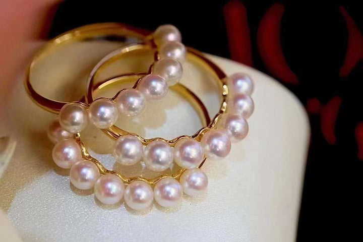 18K Gold 3-4MM Akoya Pearl Ring - TS021 - Roselle Jewelry