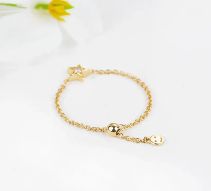 18K Light Luxury Star Chain Rings - LR7 - Roselle Jewelry