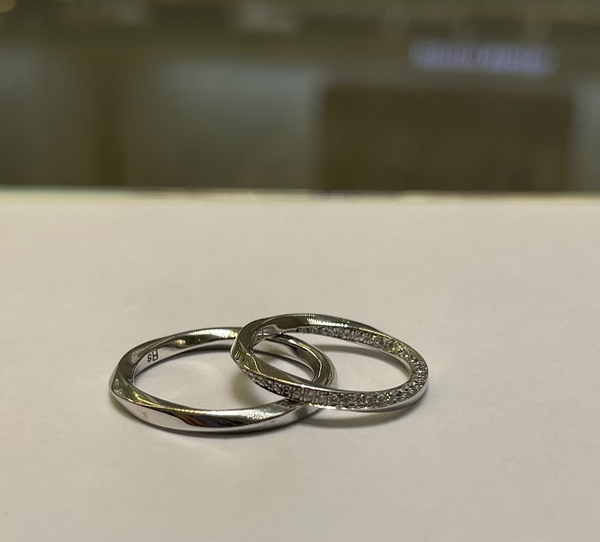 Twist Couple Diamond Wedding Ring Set - WM22 - Roselle Jewelry