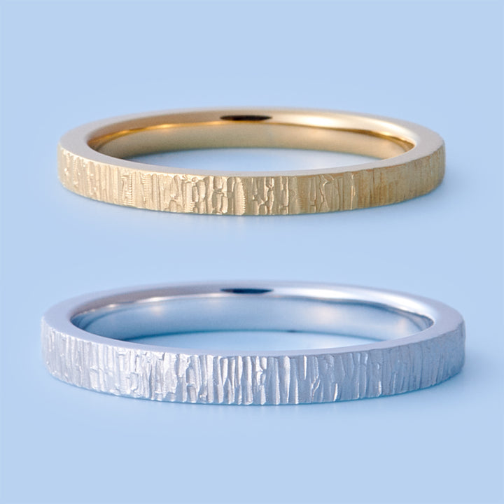 Japanese Style Forging Unique Couple Diamond Wedding Ring Set - WM19 - Roselle Jewelry
