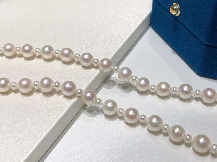 S925 Silver 4mm+9mm Freshwater Pearls Necklaces - TS019 - Roselle Jewelry