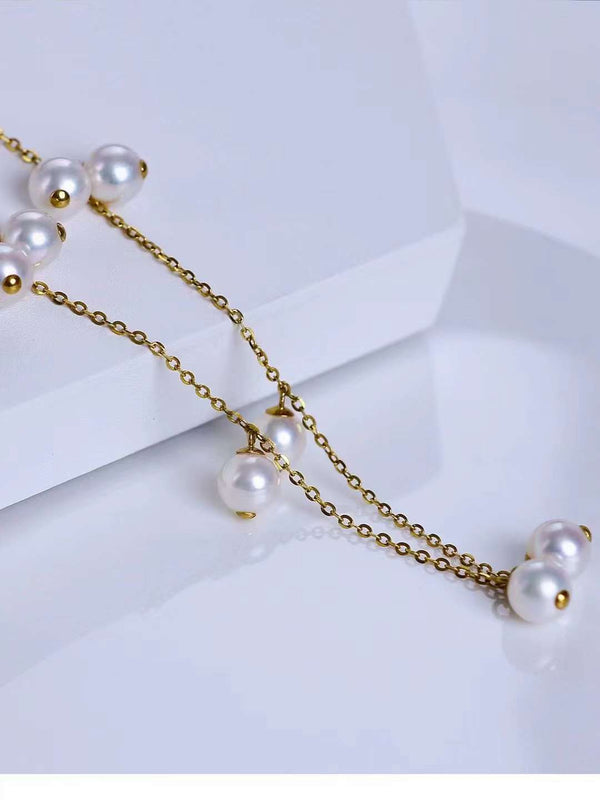 18K Gold 6-7mm Freshwater Pearl Necklance - TS026 - Roselle Jewelry