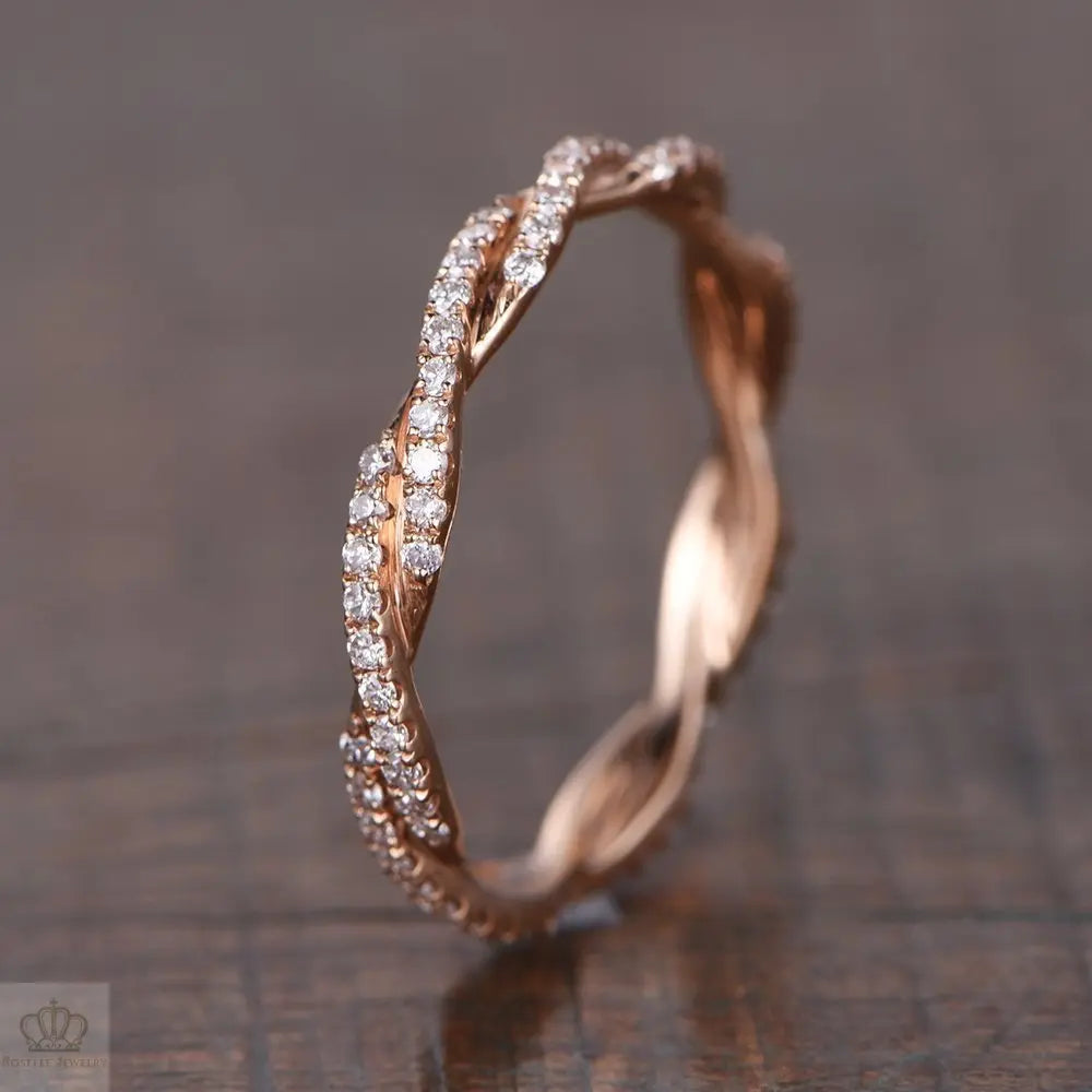 Twin Bridal Stacking Twist Eternity Diamond Ring - LR20 - Roselle Jewelry