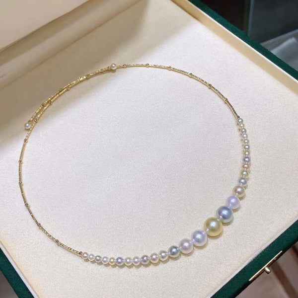 18K Gold Akoya Pearl with South Sea Pearls Necklaces - TS009 - Roselle Jewelry