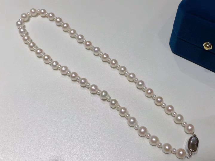 S925 Silver 4mm+9mm Freshwater Pearls Necklaces - TS019 - Roselle Jewelry