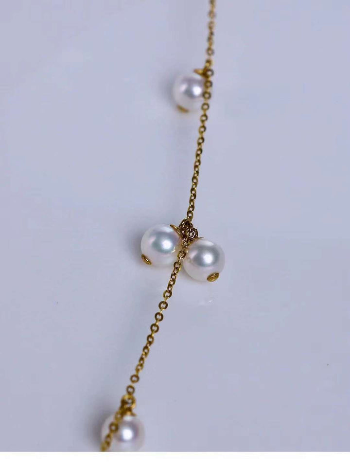 18K Gold 6-7mm Freshwater Pearl Necklance - TS026 - Roselle Jewelry
