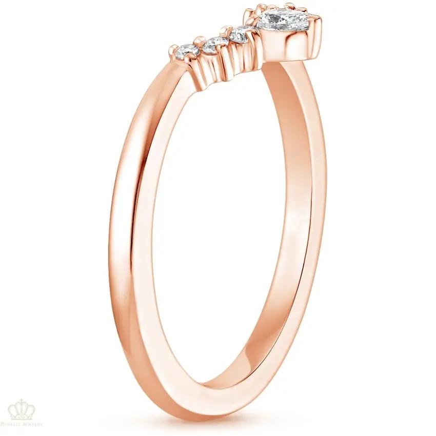 0.10CTW Lunette Diamond V Shape Wedding Band Ring - LR32 - Roselle Jewelry