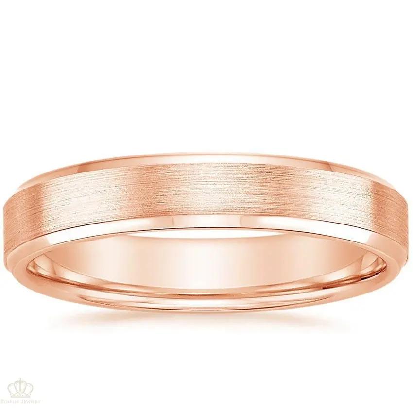 4mm Men's Beveled Edge Matte Wedding Ring - NM29 - Roselle Jewelry