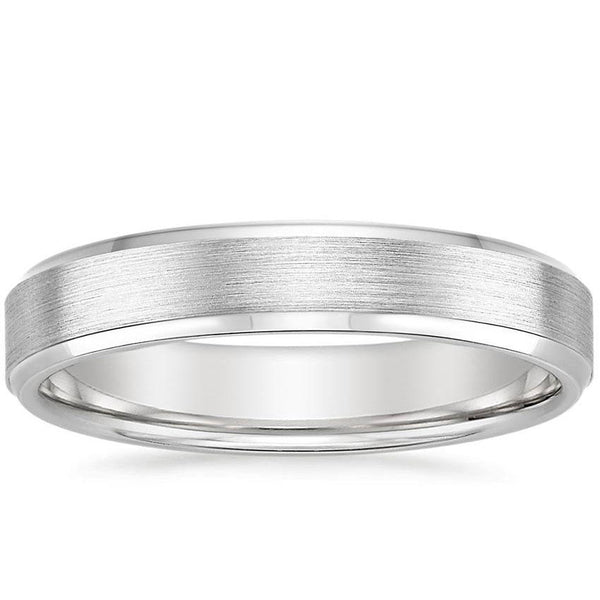 4mm Men's Beveled Edge Matte Wedding Ring - NM29 - Roselle Jewelry