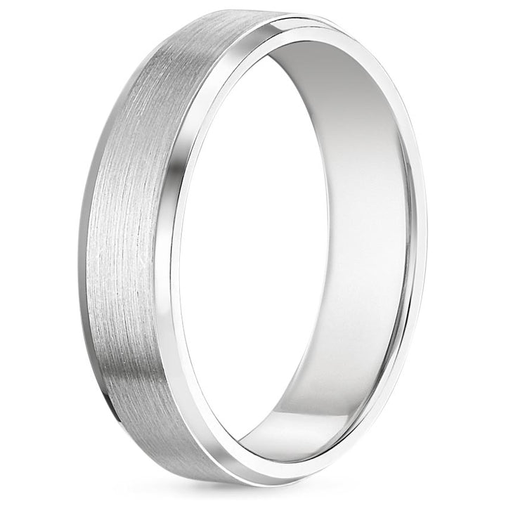 5.5mm Men's Beveled Edge Matte Wedding Ring - NM30 - Roselle Jewelry