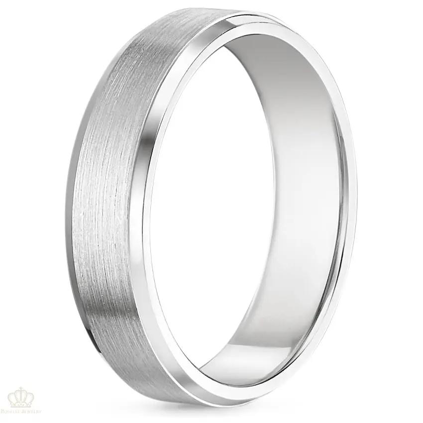 5.5mm Men's Beveled Edge Matte Wedding Ring - NM30 - Roselle Jewelry