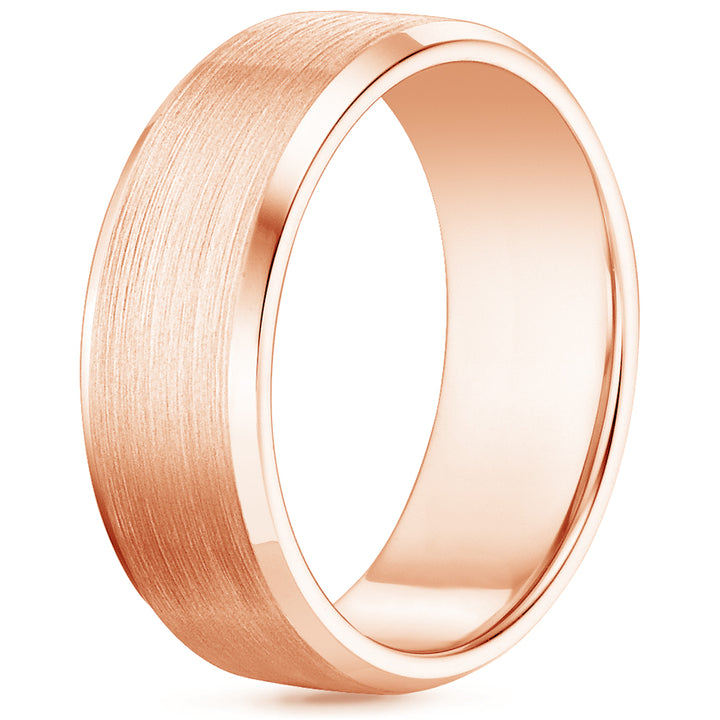 7.5mm Men's Beveled Edge Matte Wedding Ring - NM32 - Roselle Jewelry