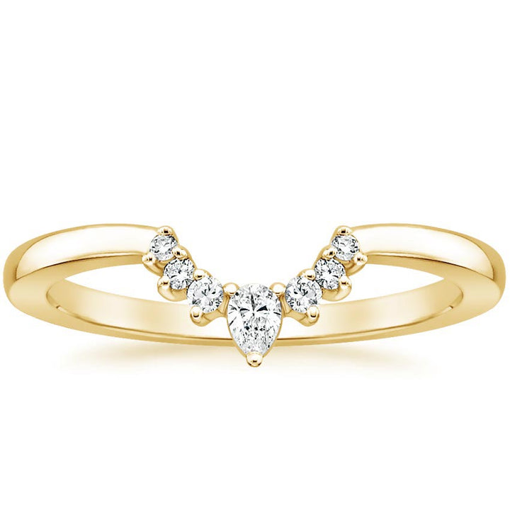 0.10CTW Lunette Diamond V Shape Wedding Band Ring - LR32 - Roselle Jewelry