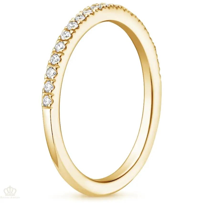 0.16ctw Petite Ballad Pave Half Eternity Diamond Wedding Band Ring - LR23 - Roselle Jewelry