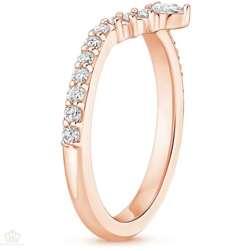 0.29CTW Luxe Lunette Diamond V Shape Wedding Band Ring - LR33 - Roselle Jewelry