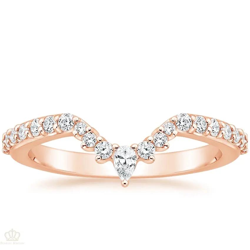 0.29CTW Luxe Lunette Diamond V Shape Wedding Band Ring - LR33 - Roselle Jewelry