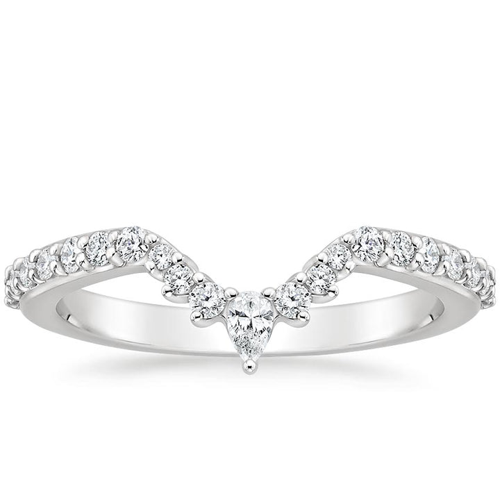 0.29CTW Luxe Lunette Diamond V Shape Wedding Band Ring - LR33 - Roselle Jewelry