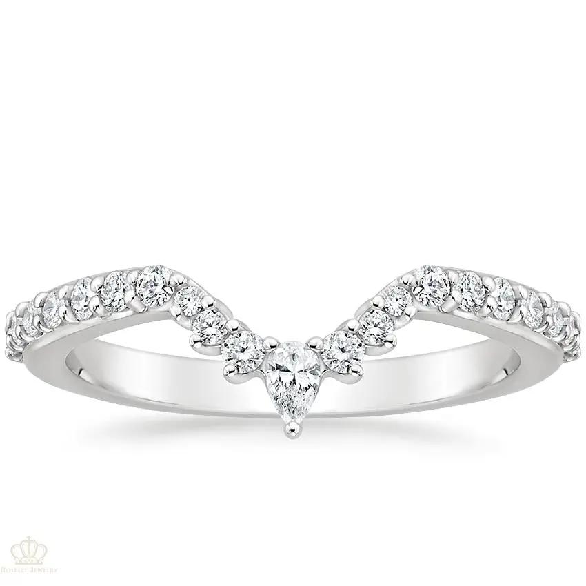 0.29CTW Luxe Lunette Diamond V Shape Wedding Band Ring - LR33 - Roselle Jewelry