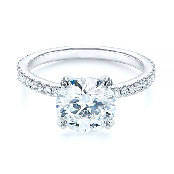 Classic Double Claw Prong Side Stone Diamond Engagement Ring [Setting Only] - EC048 - Roselle Jewelry